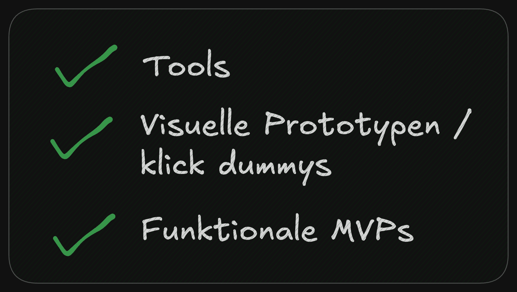 Liste mit Tools, Prototypen, MVPs